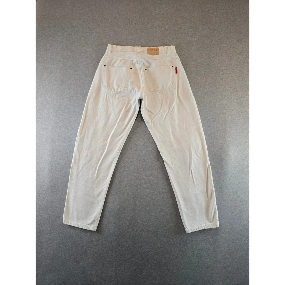 Vintage Stussy Jeans Mens 34 Cream Baggy Made USA Button Fly Denim 80's Skater